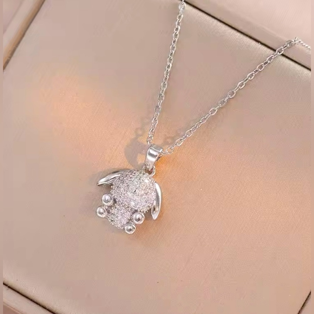 18K White Gold 3D Pochacco Pave Diamond Pendant Necklace Sanrio Hello Kitty - Picture 5 of 6